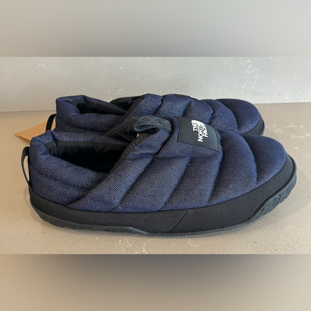 NEW The North Face Men's Nuptse Mule Slippers Shoes Dark Denim TNF Black Size 10 - Picture 3 of 13